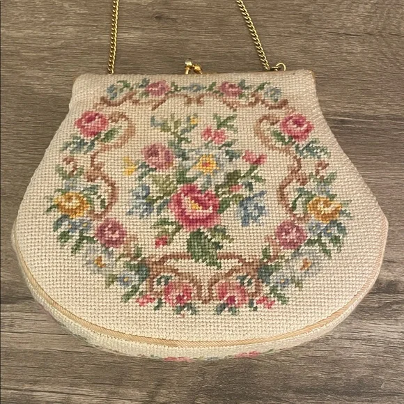 Vintage Floral Needlepoint Purse - Picture 6 of 12